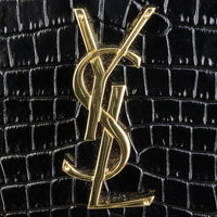 Saint Laurent Sunset Medium Croc-Embossed Hardware