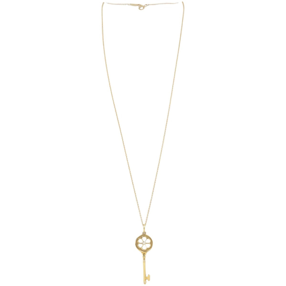 Tiffany & Co 18k Yellow Gold Diamond Daisy Key Pendant Necklace