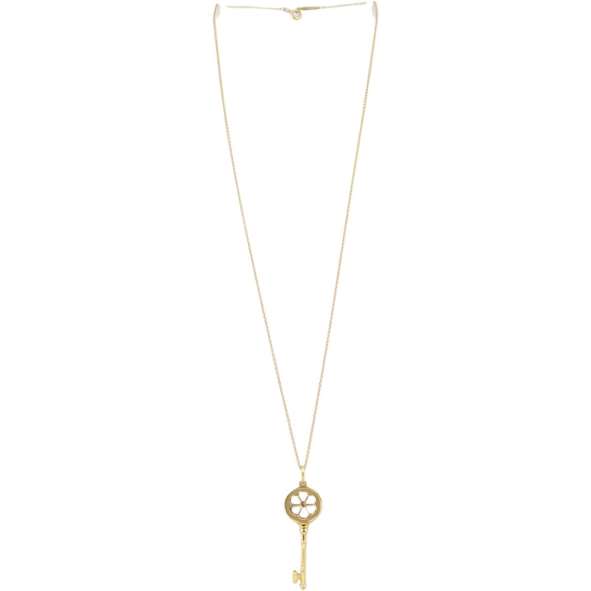 Tiffany & Co 18k Yellow Gold Diamond Daisy Key Pendant Necklace