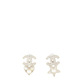 Chanel CC Star & Heart Crystal Stud Earrings