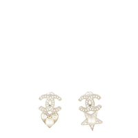 Chanel CC Star & Heart Crystal Stud Earrings