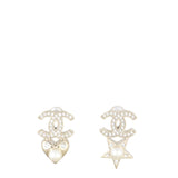 Chanel CC Star & Heart Crystal Stud Earrings