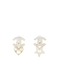 Chanel CC Star & Heart Crystal Stud Earrings