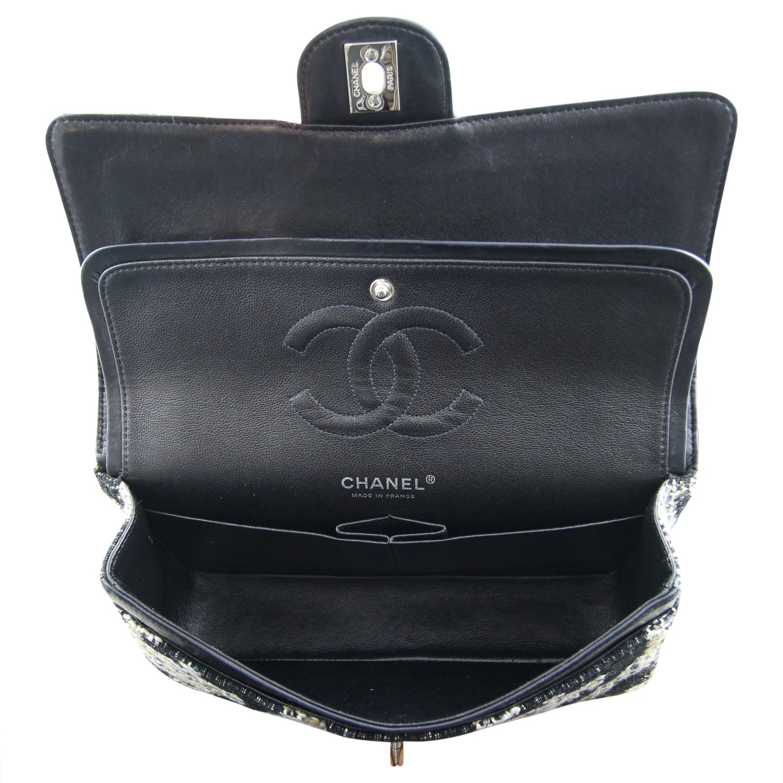 Chanel Classic Double Flap Medium Tweed Interior