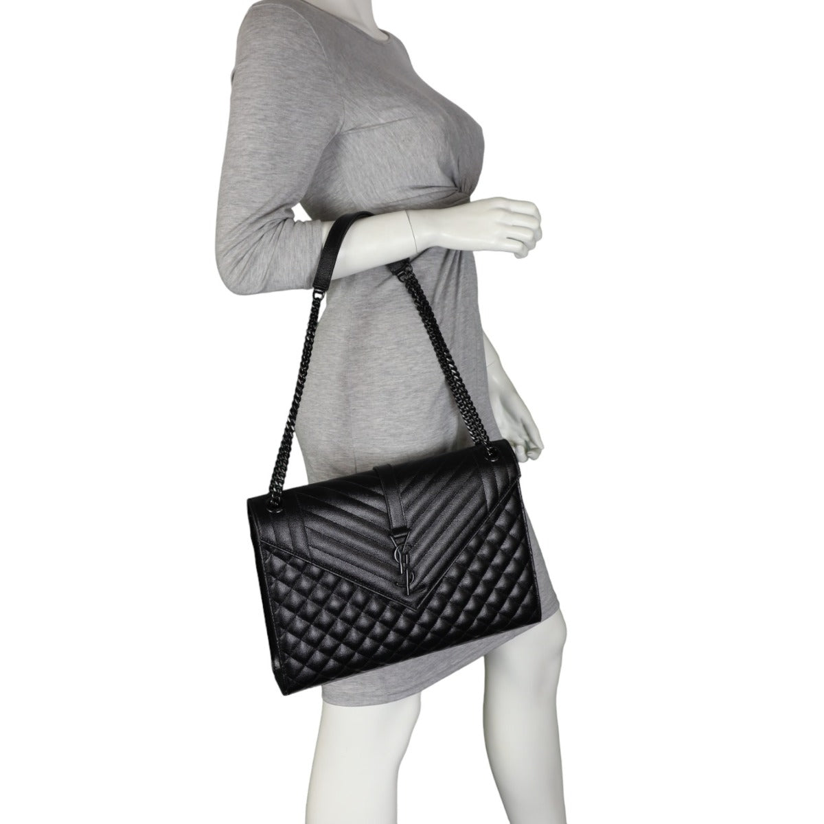 Saint Laurent Monogram Mix Matelasse Envelope Chain Bag Large