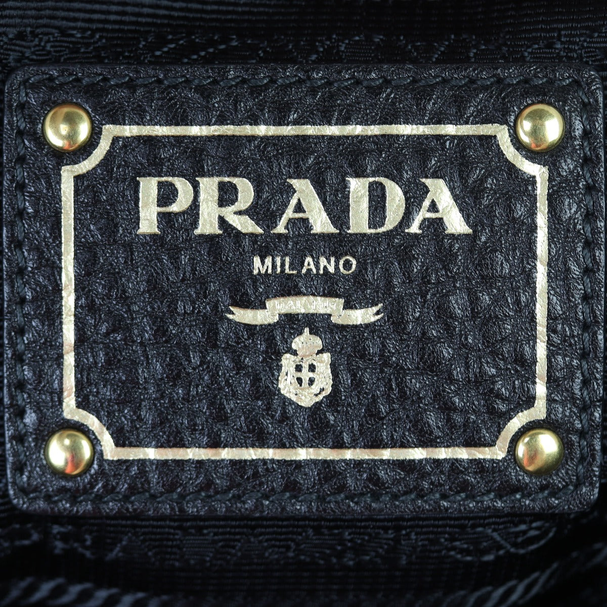 Prada Vitello Daino Side Pocket Tote Interior Stamp