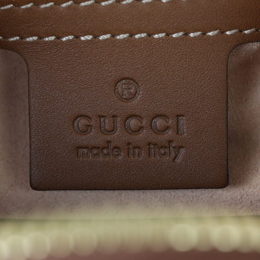 Gucci GG Supreme Boston Bag Embroidered Interior Stamp