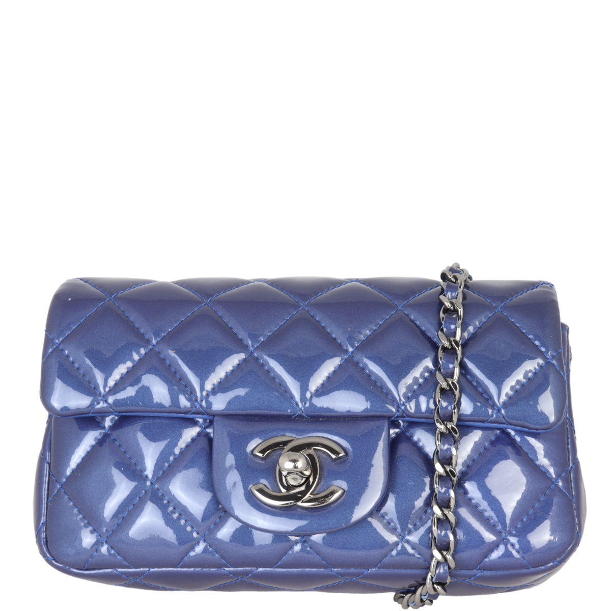 Chanel Classic Flap Mini Rectangular Bag Patent | Blue