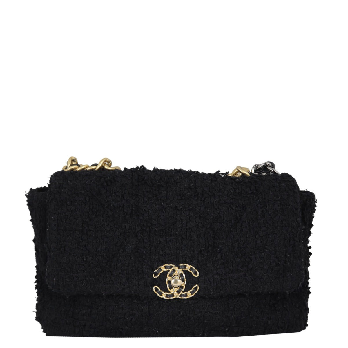 Chanel 19 Flap Bag Tweed Large | Black