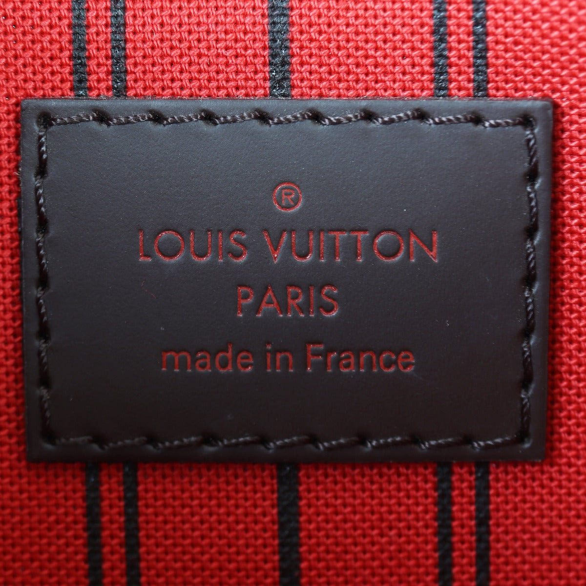 Louis Vuitton Neverfull Pochette Damier Ebene Interior Stamp