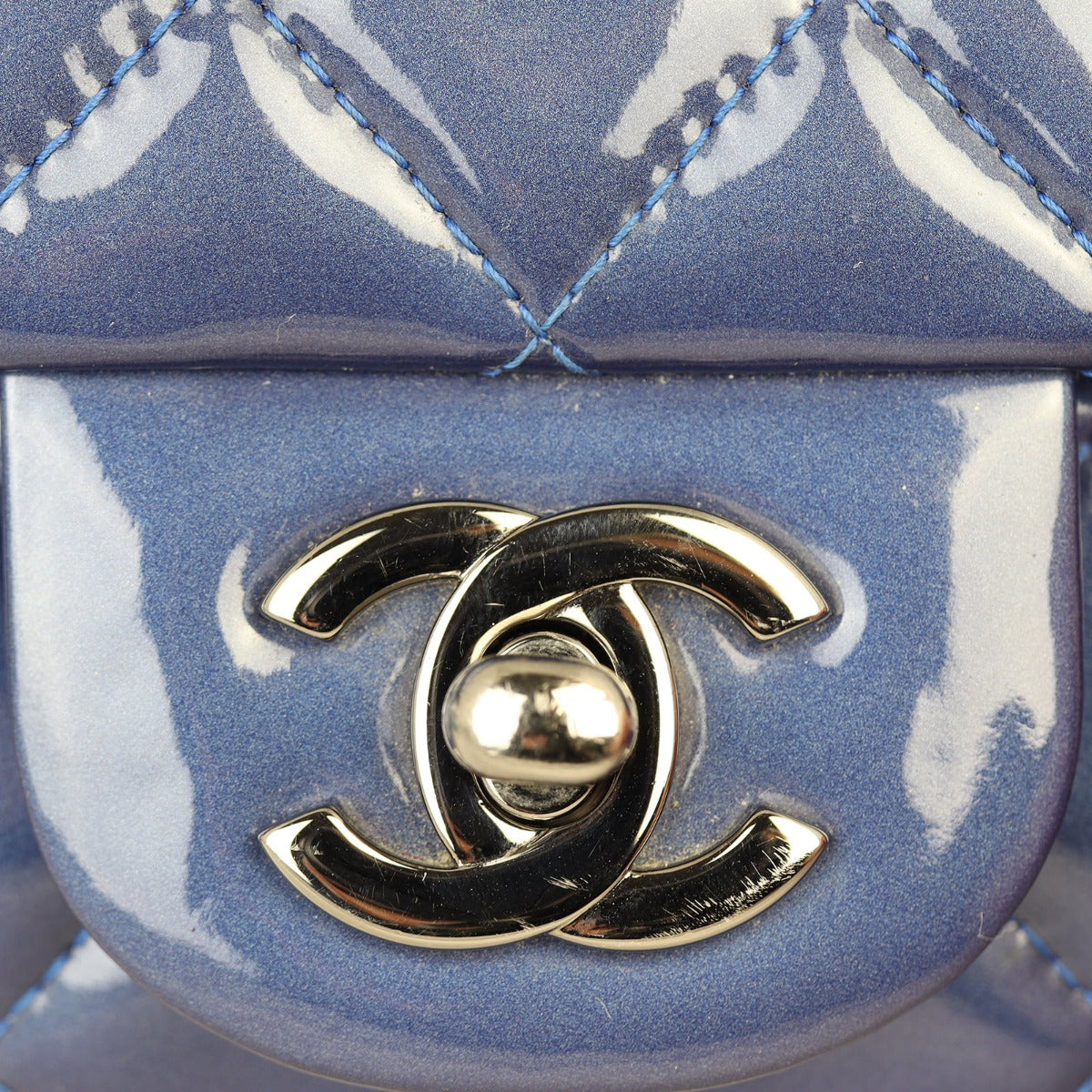 Chanel Classic Flap Mini Rectangular Bag Patent | Blue