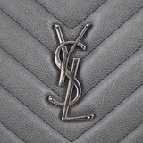Saint Laurent Matelasse Chevron Monogram Shopping Bag Front Plate