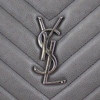 Saint Laurent Matelasse Chevron Monogram Shopping Bag Front Plate