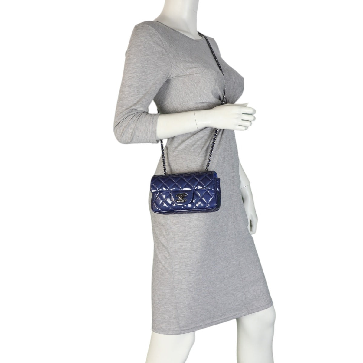 Chanel Classic Flap Mini Rectangular Bag Patent | Blue