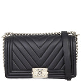 Chanel Boy Old Medium Chevron | Black 22 Series