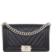 Chanel Boy Old Medium Chevron | Black 22 Series