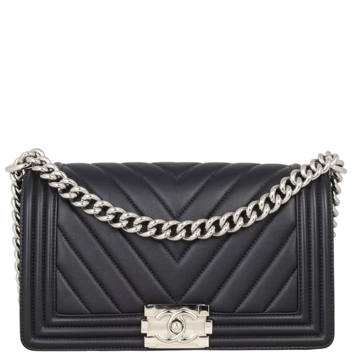 Chanel Boy Old Medium Chevron | Black 22 Series