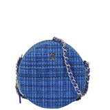 Chanel CC Tweed Mini Round Clutch with Chain