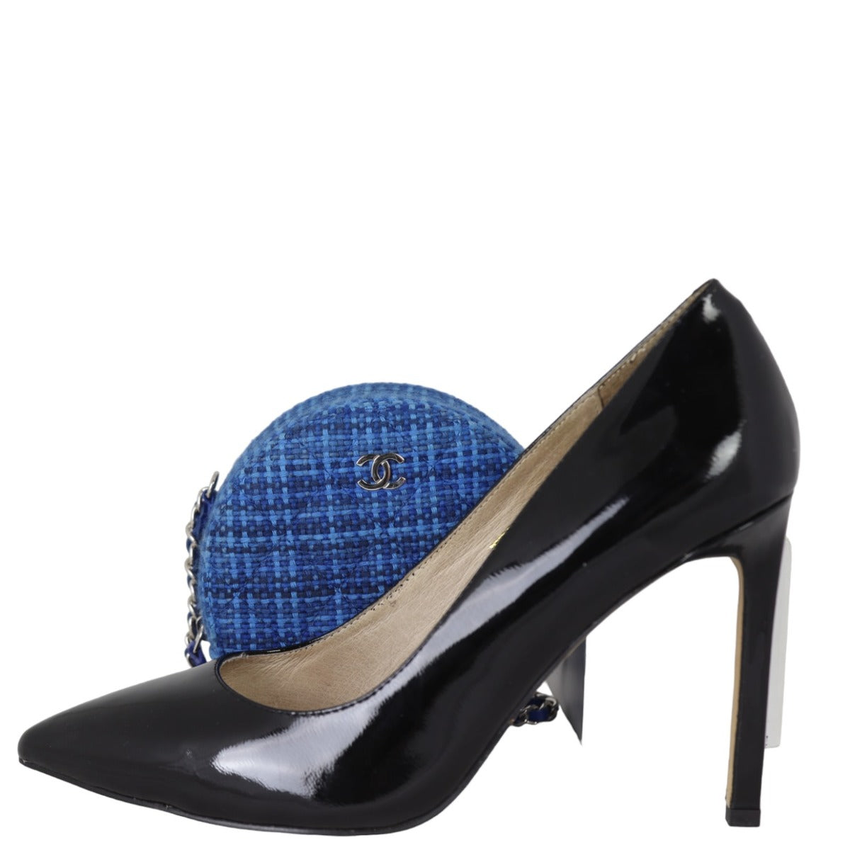 Chanel CC Tweed Mini Round Clutch with Chain