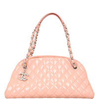 Chanel Just Mademoiselle Bowler Bag Medium Patent |  Shell Pink