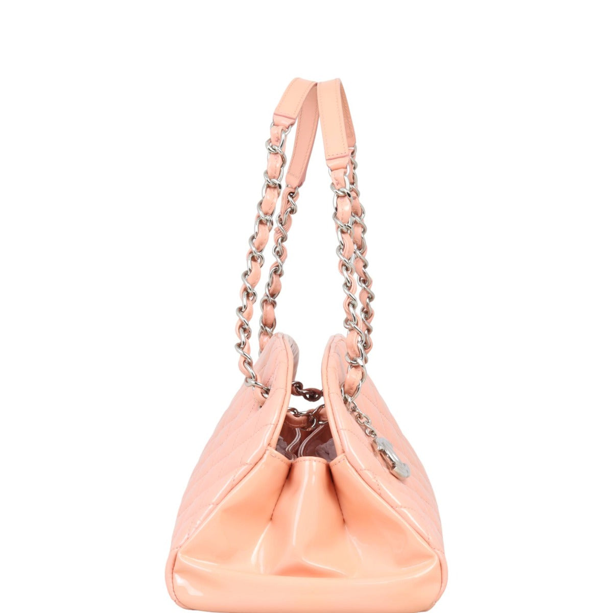 Chanel Just Mademoiselle Bowler Bag Medium Patent |  Shell Pink
