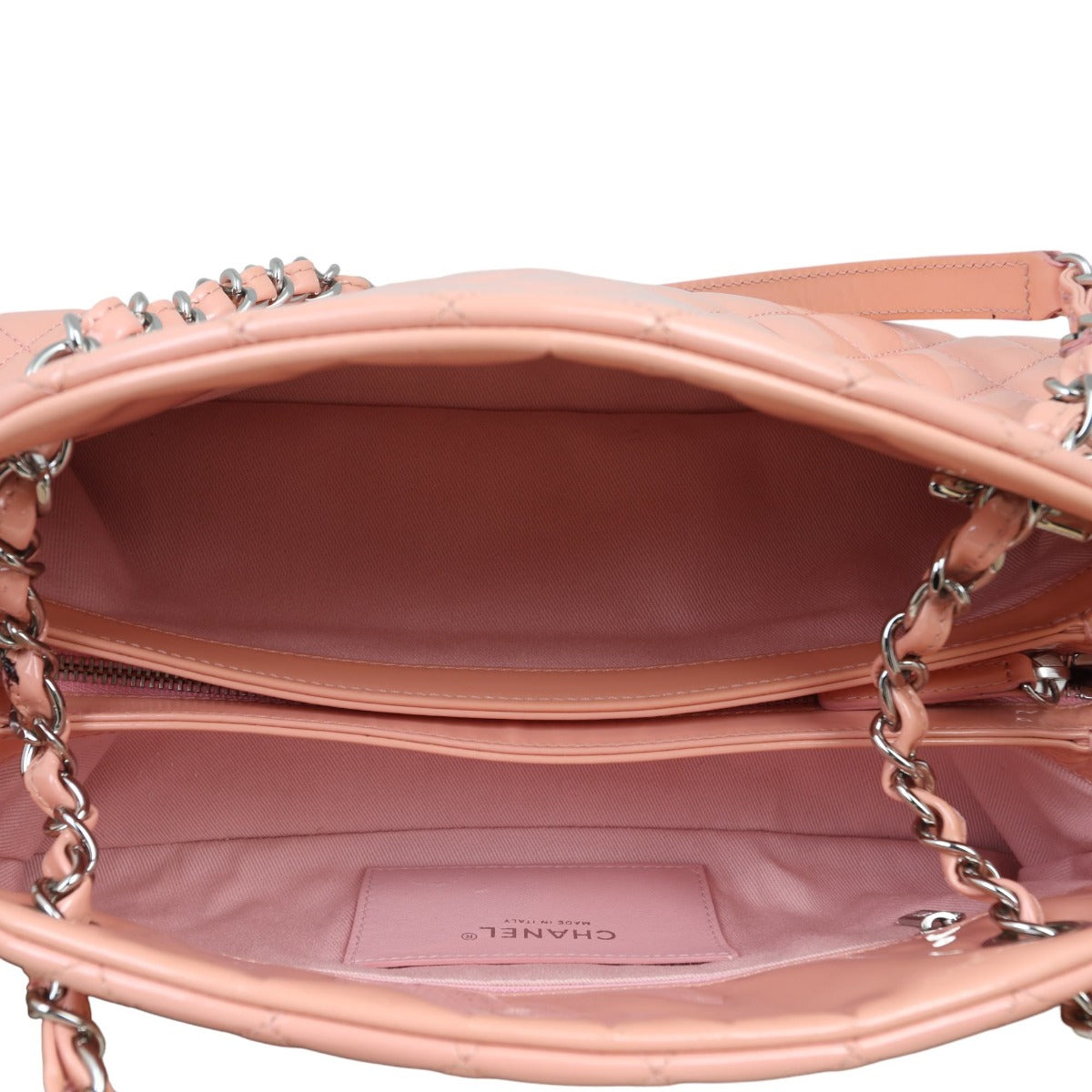 Chanel Just Mademoiselle Bowler Bag Medium Patent |  Shell Pink