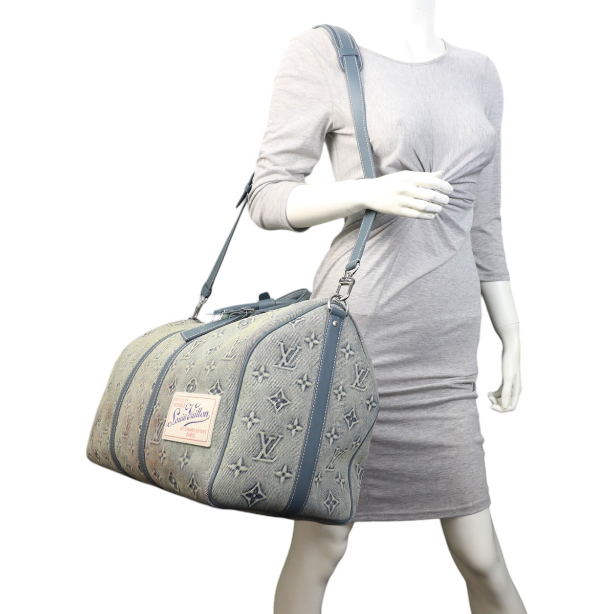 Louis Vuitton Keepall 50 Bandouliere Monogram Washed Denim