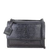 Saint Laurent Sunset Medium Croc-Embossed