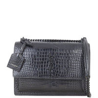 Saint Laurent Sunset Medium Croc-Embossed