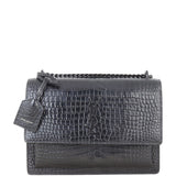 Saint Laurent Sunset Medium Croc-Embossed