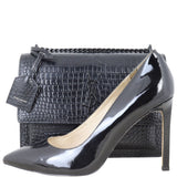 Saint Laurent Sunset Medium Croc-Embossed