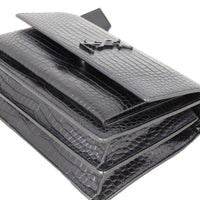 Saint Laurent Sunset Medium Croc-Embossed