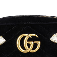 Gucci GG Marmont Velvet Mini Camera Bag Marquise Crystal