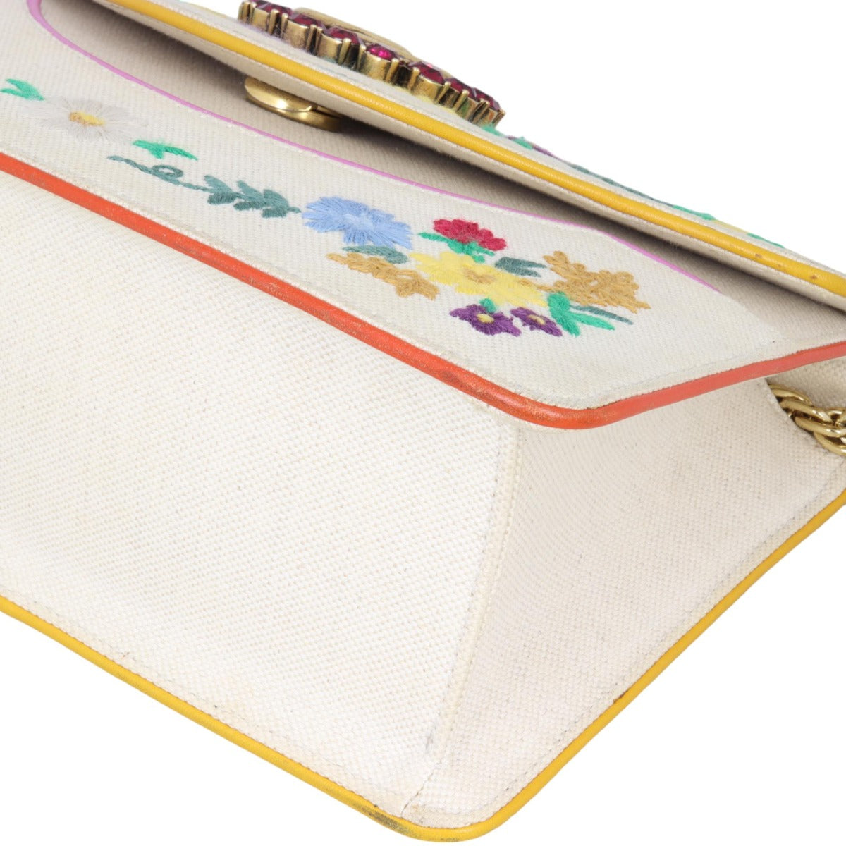 Gucci Linea Ricami Floral Cat Embroidered Shoulder Bag