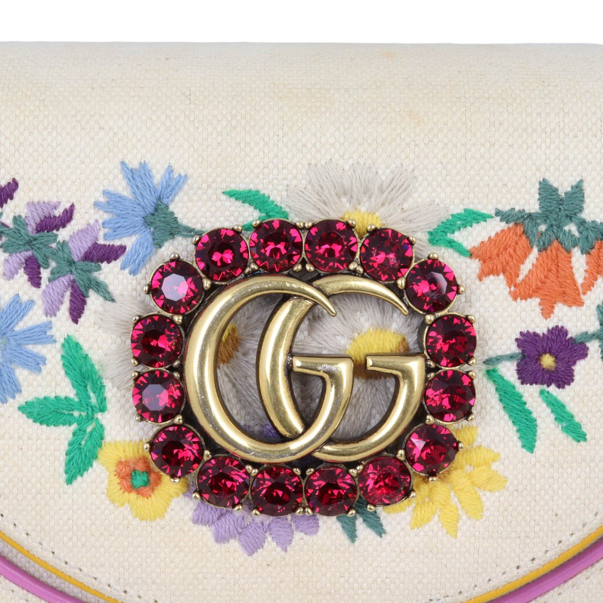 Gucci Linea Ricami Floral Cat Embroidered Shoulder Bag