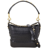 Chanel Gabrielle Hobo Logo Handle Croc Embossed Small