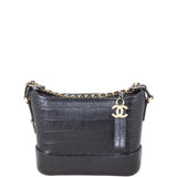 Chanel Gabrielle Hobo Logo Handle Croc Embossed Small