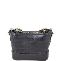 Chanel Gabrielle Hobo Logo Handle Croc Embossed Small