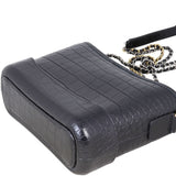 Chanel Gabrielle Hobo Logo Handle Croc Embossed Small