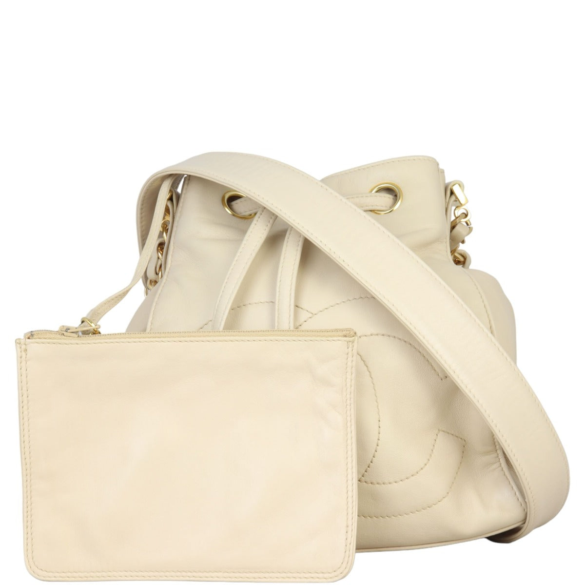 Chanel CC Drawstring Bucket Bag | Beige