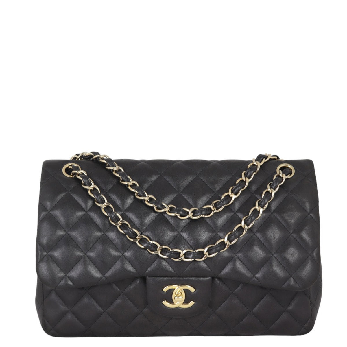 Chanel Classic Double Flap Jumbo | Black Lambskin Diamond