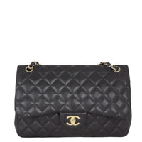 Chanel Classic Double Flap Jumbo | Black Lambskin Diamond