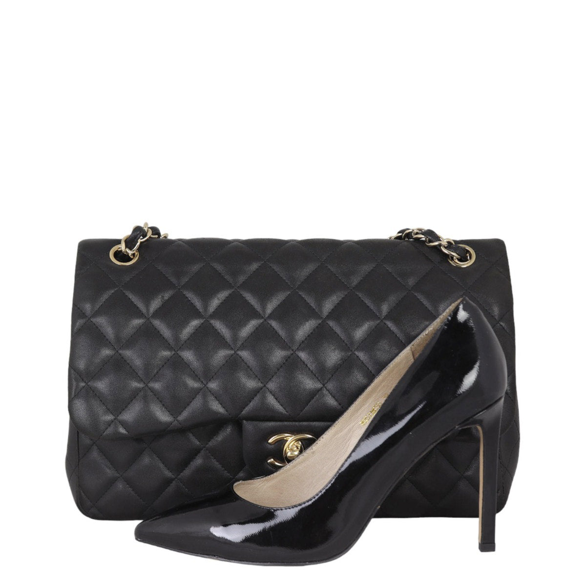 Chanel Classic Double Flap Jumbo | Black Lambskin Diamond