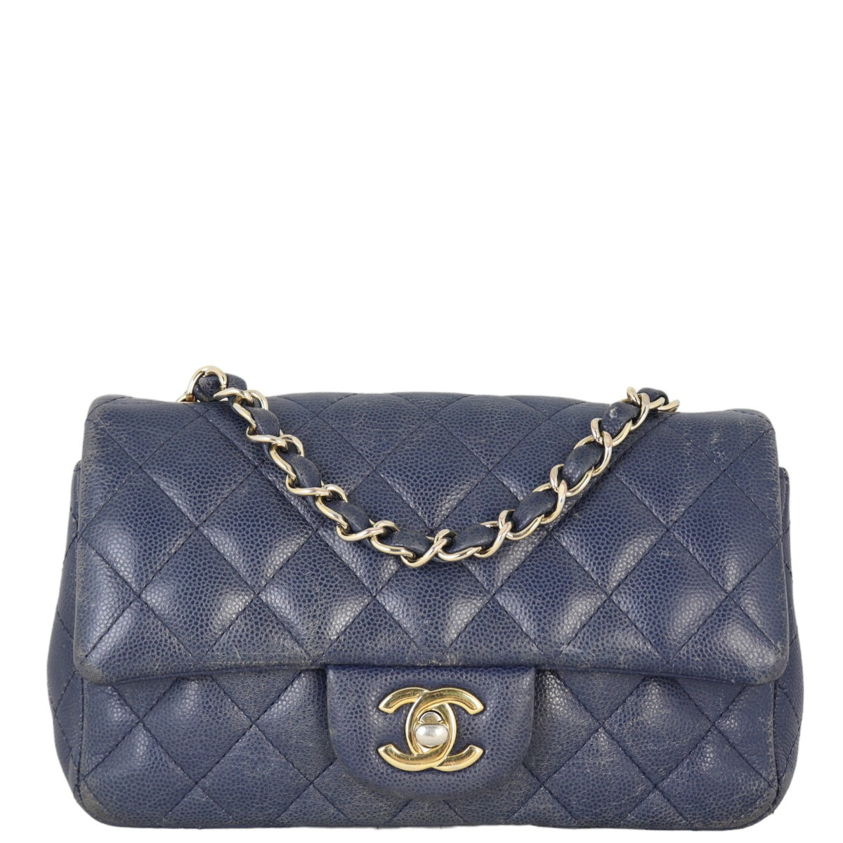 Chanel Classic Flap Mini Rectangular Bag Caviar | Navy Blue