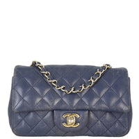 Chanel Classic Flap Mini Rectangular Bag Caviar | Navy Blue