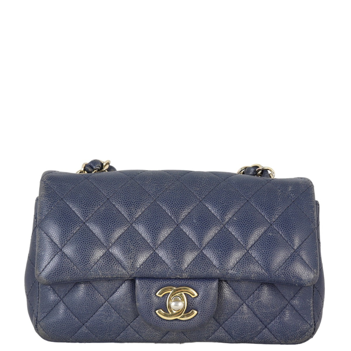 Chanel Classic Flap Mini Rectangular Bag Caviar | Navy Blue