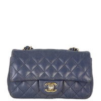 Chanel Classic Flap Mini Rectangular Bag Caviar | Navy Blue