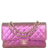 Chanel Classic Double Flap Medium | Purple Green Iridescent Lambskin