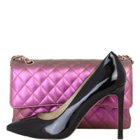 Chanel Classic Double Flap Medium | Purple Green Iridescent Lambskin