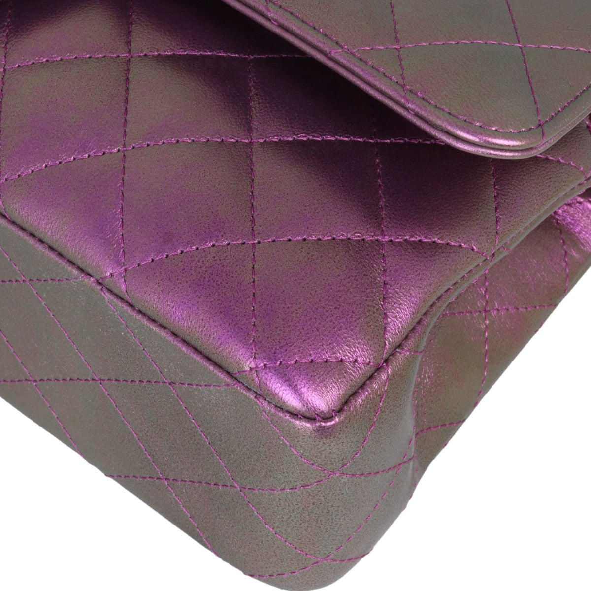 Chanel Classic Double Flap Medium | Purple Green Iridescent Lambskin